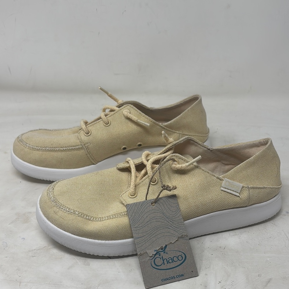 Chaco Cream Boat Shoes with Soft Material and Lace-Up Design